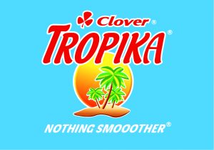 Tropika-stacked logo on blue